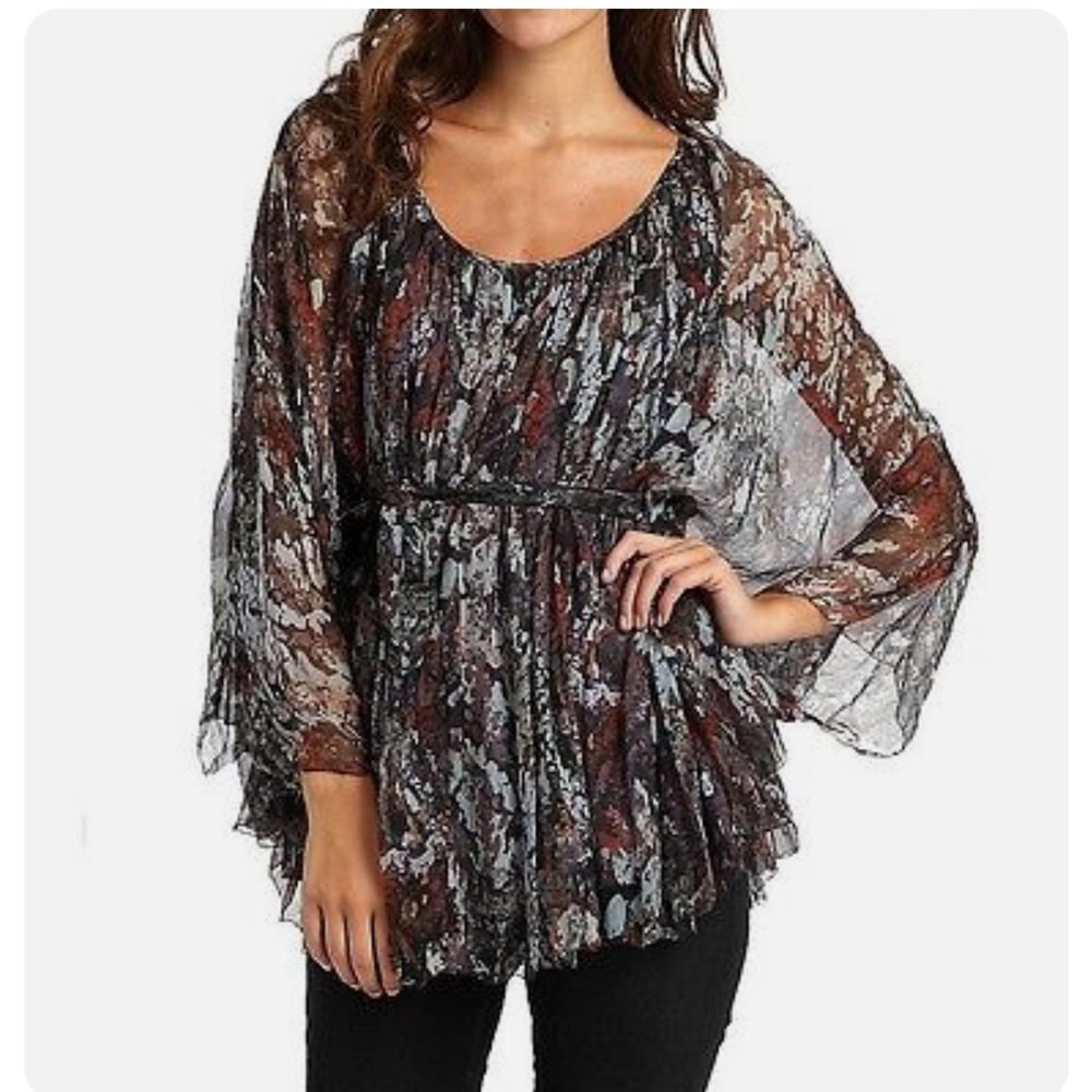 Catherine Malandrino silk floral top size 2